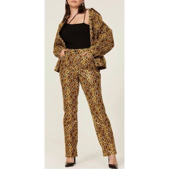 Good American Good Icon Snake Faux Leather Pants Animal Print Size 0 NEW - Picture 6 of 7